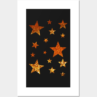 Gold Ombre Faux Glitter Stars Posters and Art